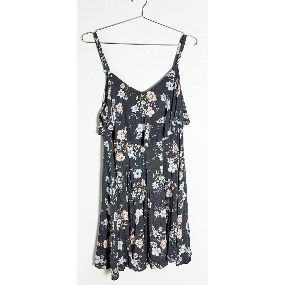 Torrid Gray Floral Ruffle Midi Length Sleeveless Sundress sz 1X